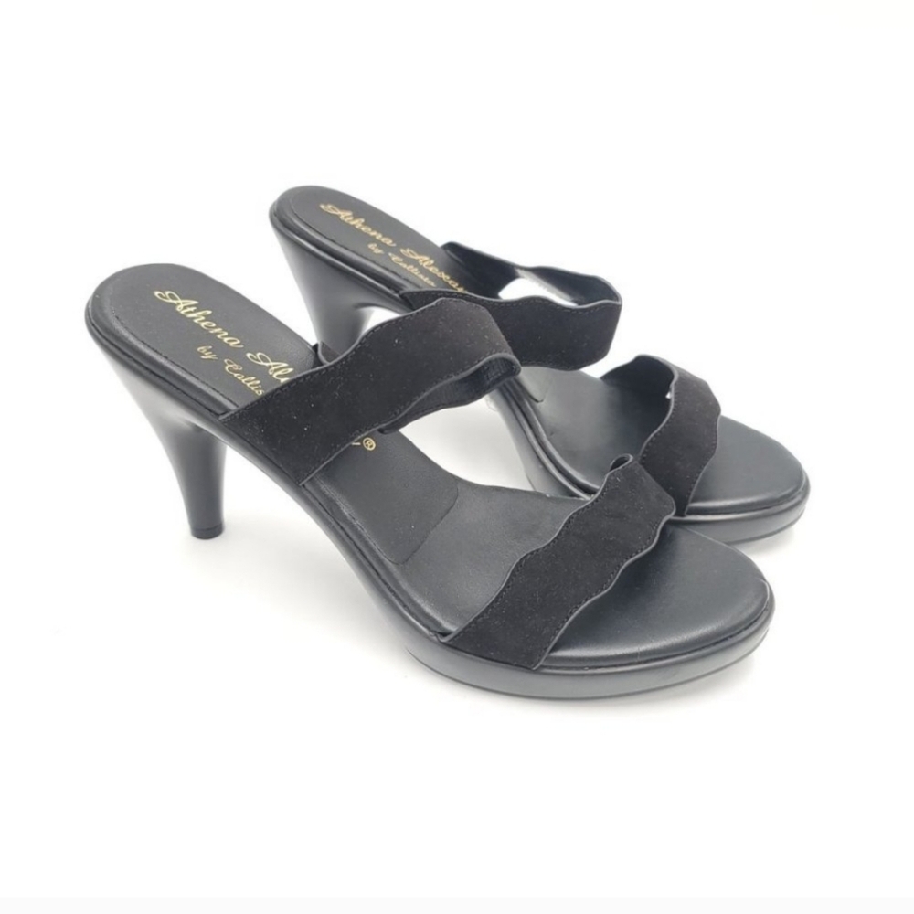 Athena Alexander By Callista Womens Sandal Cone Heel Shoes Black Slip On 8